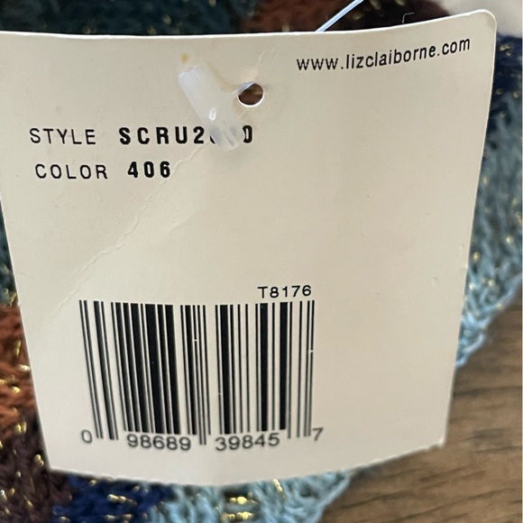 Liz Claiborne Multi Color Scarf 🧣Blue and Brown Tones, 3inchx3yards approx NWT - Picture 7 of 9